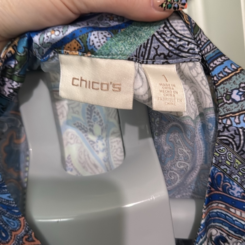 Chico's Paisley Patchwork Popover Top Tunic - Picture 5 of 11